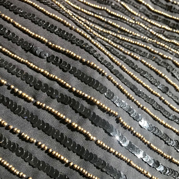 Boston Proper Black and Gold Striped Dress - Picture 8 of 8